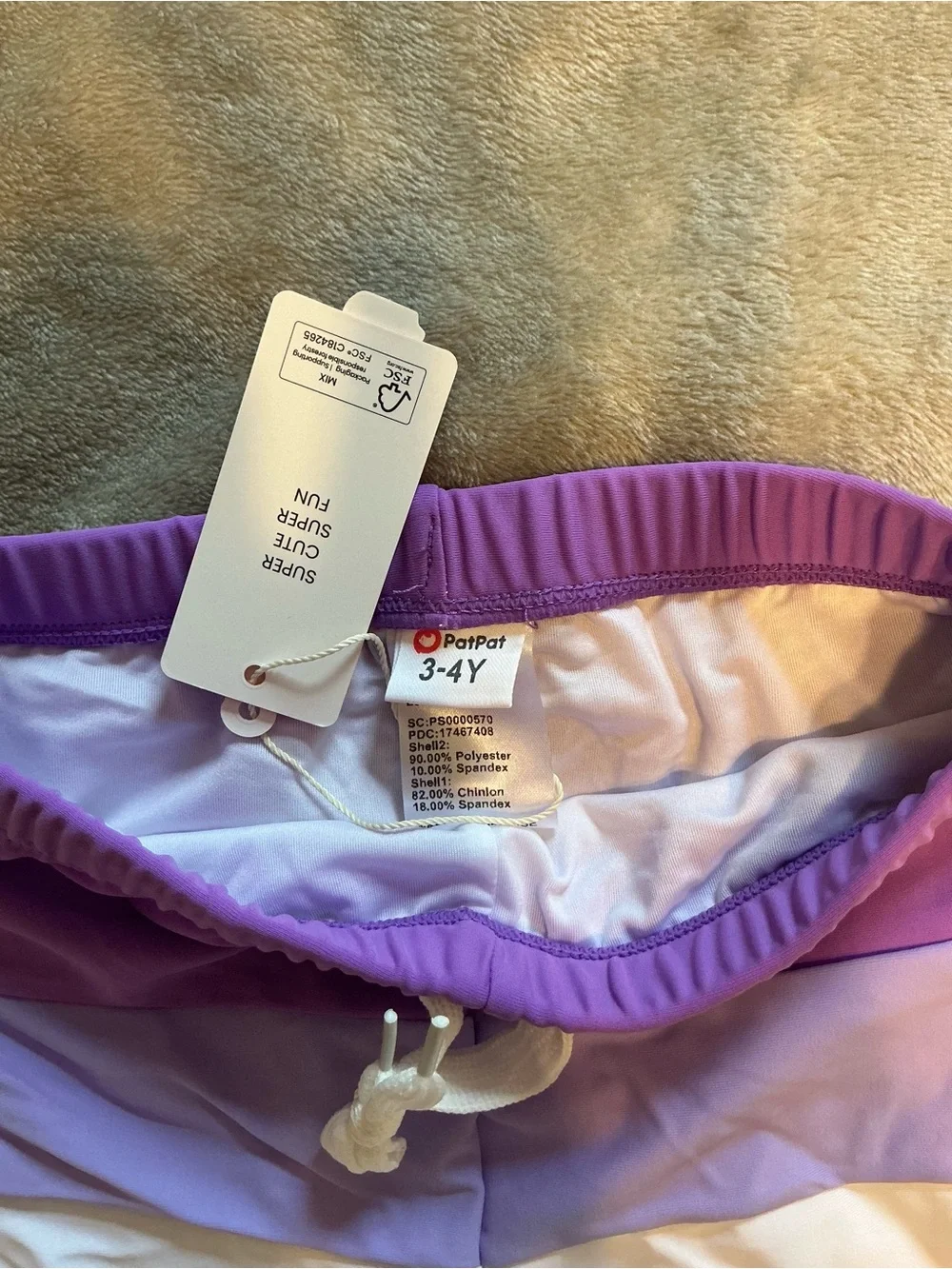 PatPat Purple, Lavender and White Swim Trunks